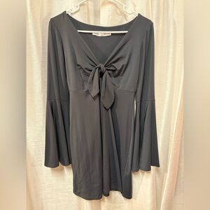 Susana Monaco slit Flared Bell Sleeve Dress Gray Small